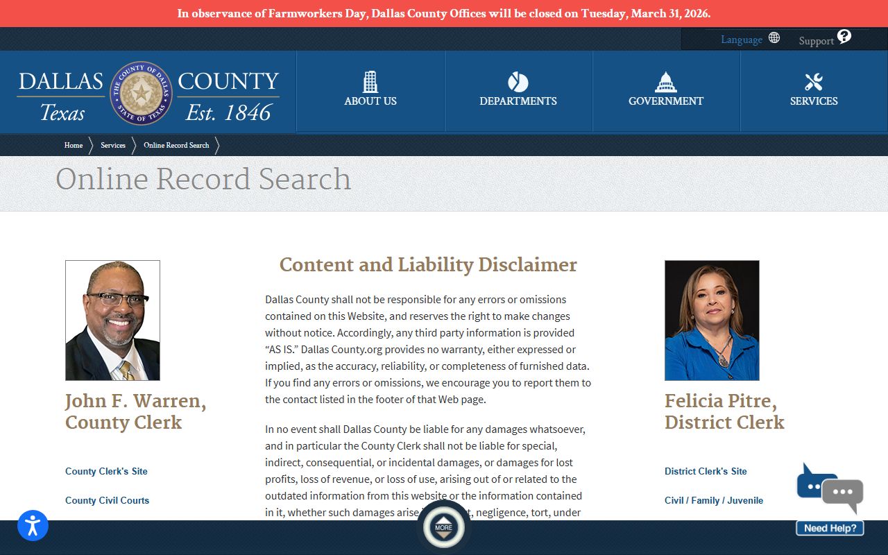 Dallas County record search portal for probate court records