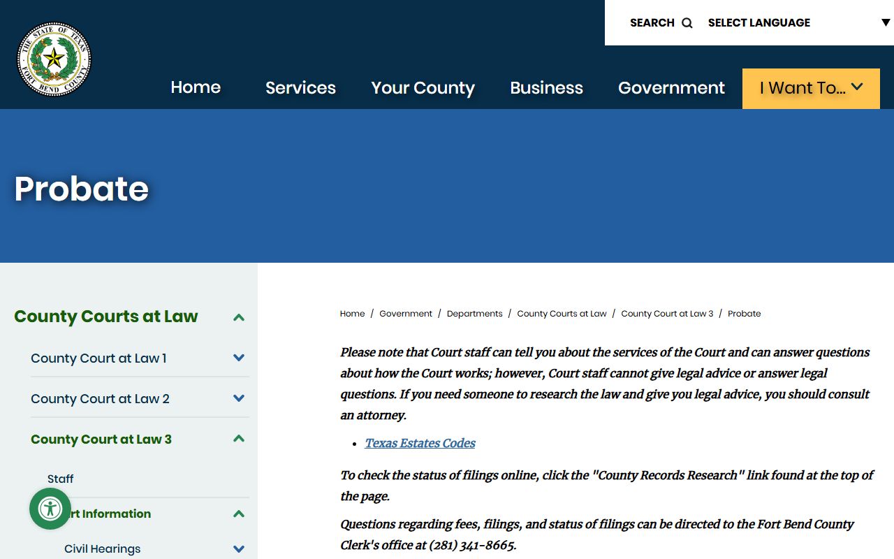 Fort Bend County Clerk probate court records