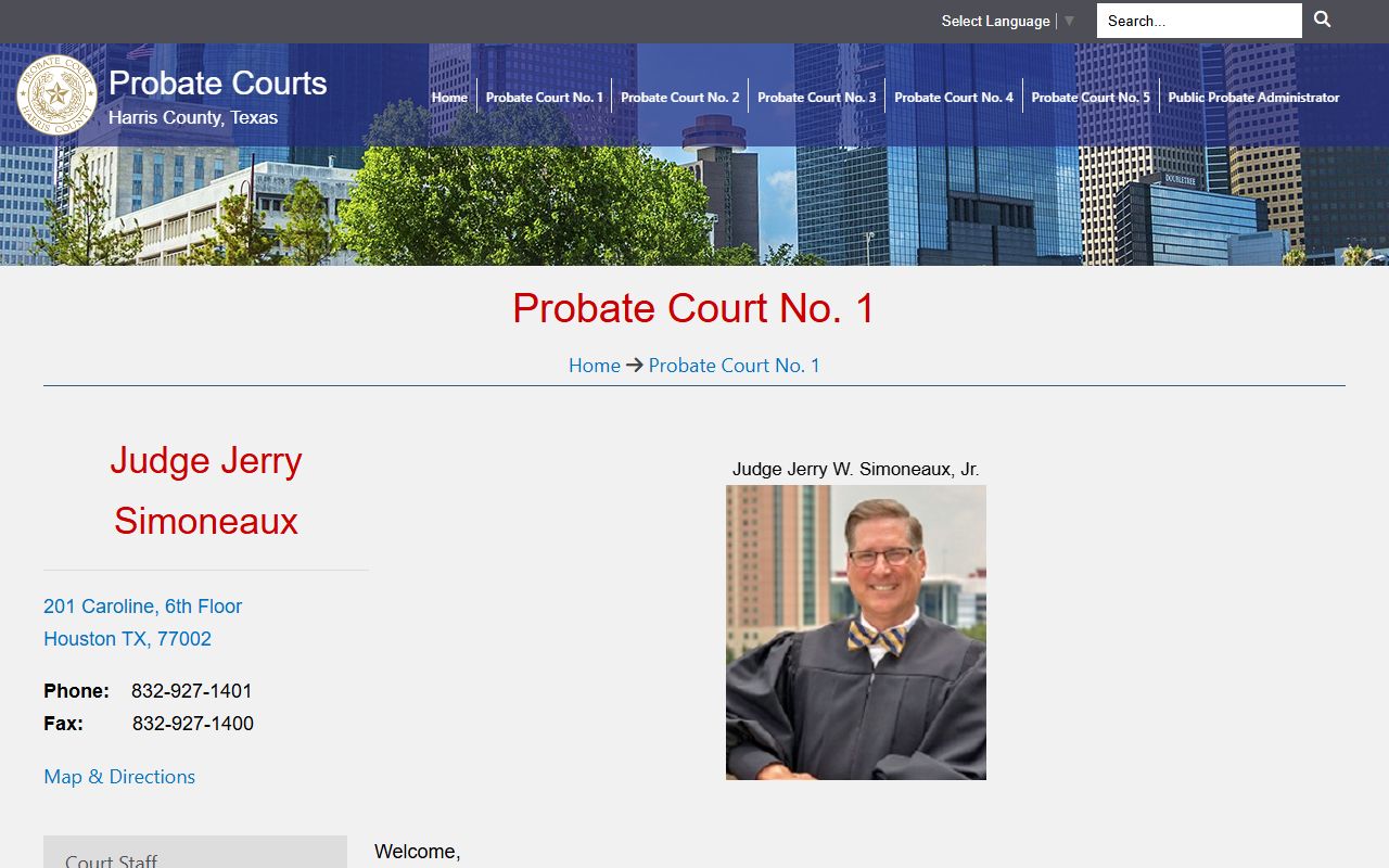 Harris County Probate Court No. 1 information page