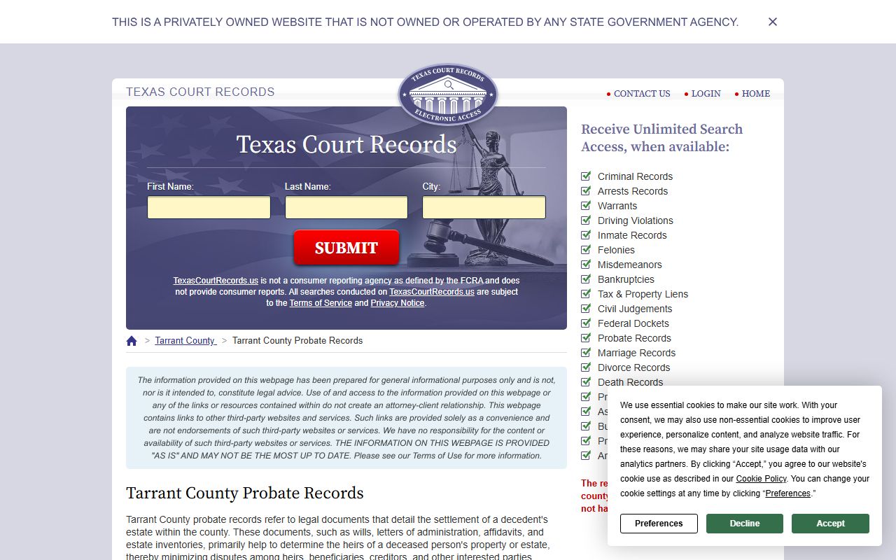Tarrant County probate court records - Tarrant County Probate Court Info