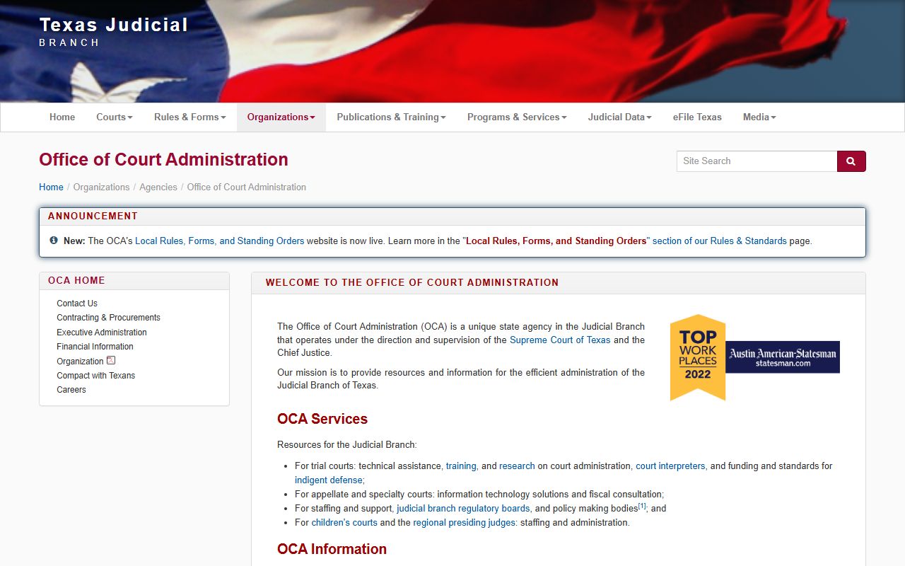 Office of Court Administration probate court records for Freestone County