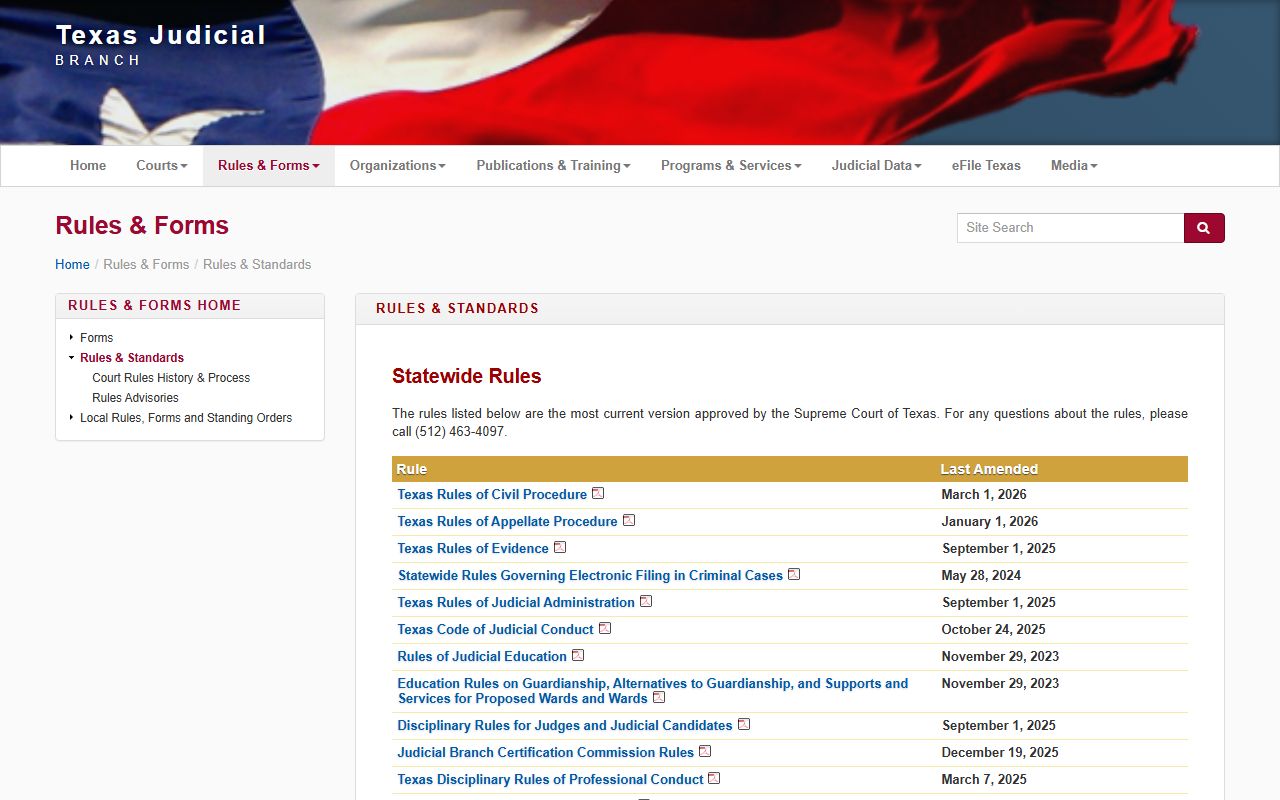 Texas Rules of Civil Procedure and probate court forms
